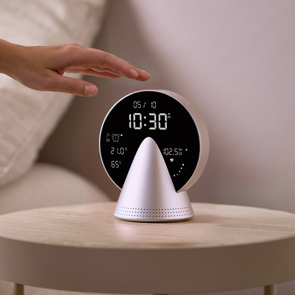 Lexon Conic Radio Alarm Clock - Alu Polish (With Fm & Built-In Bluetooth Speaker)