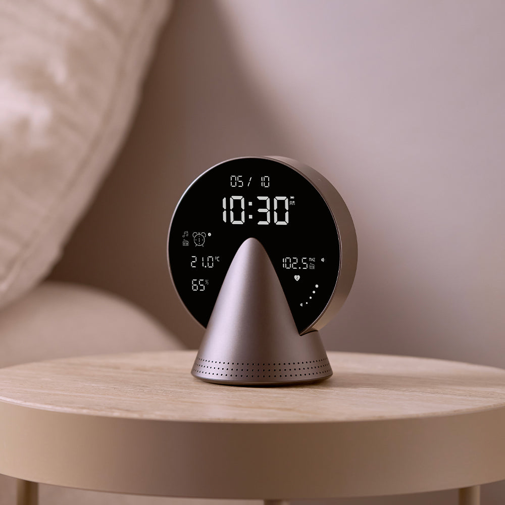 Lexon Conic Radio Alarm Clock - Grey (With Fm & Built-In Bluetooth Speaker)