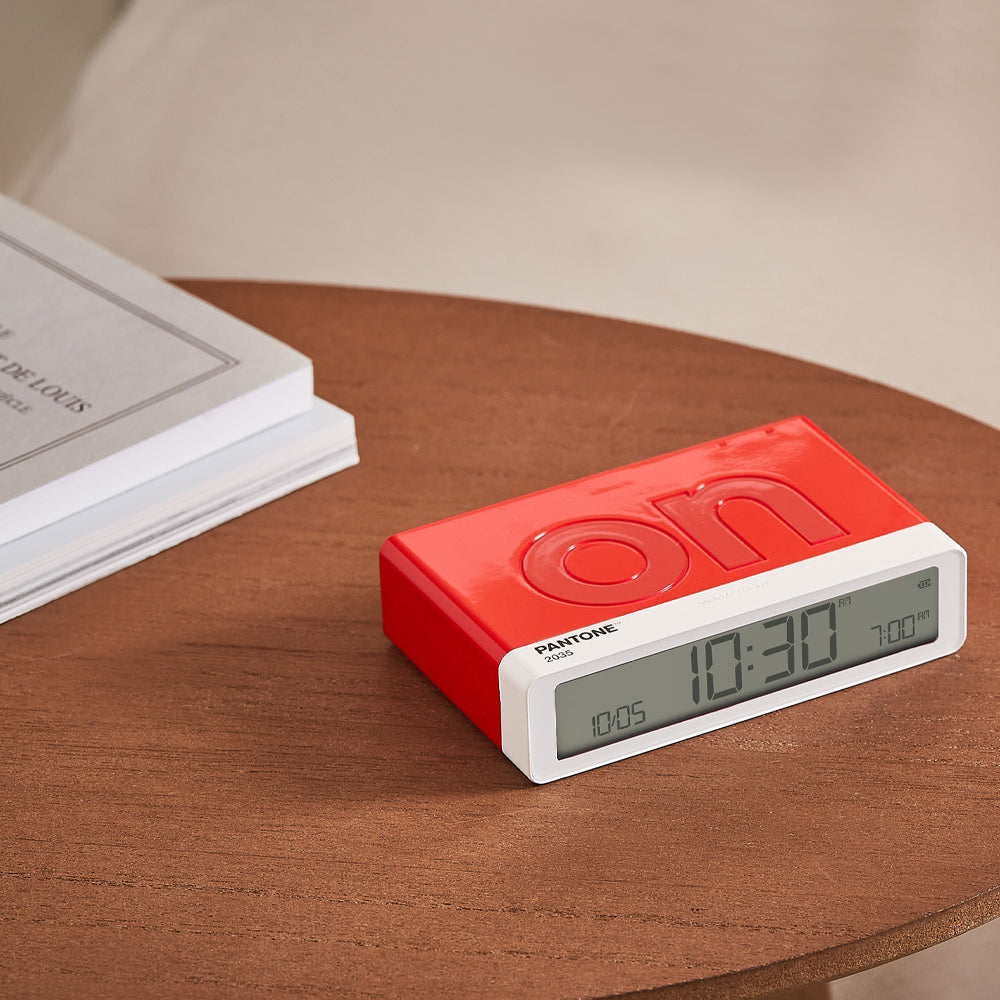 Lexon Flip Classic Reversible Alarm Clock PANTONE - 2035 Red