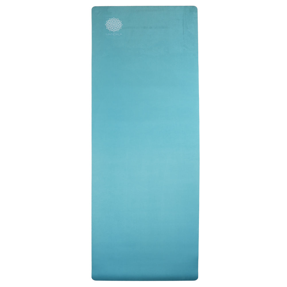 Mandala Premium Yoga Mat Set - Teal (5mm Vegan Suede Mat, Adjustable Strap & Stainless Steel Water Bottle)
