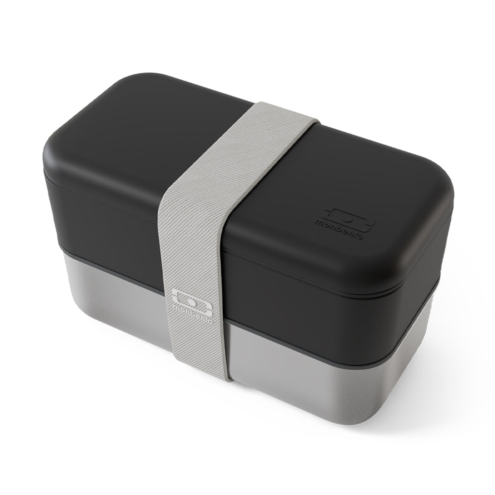 Monbento Mb Sense Original Two-Tier Metal Bento Box - Black Onyx