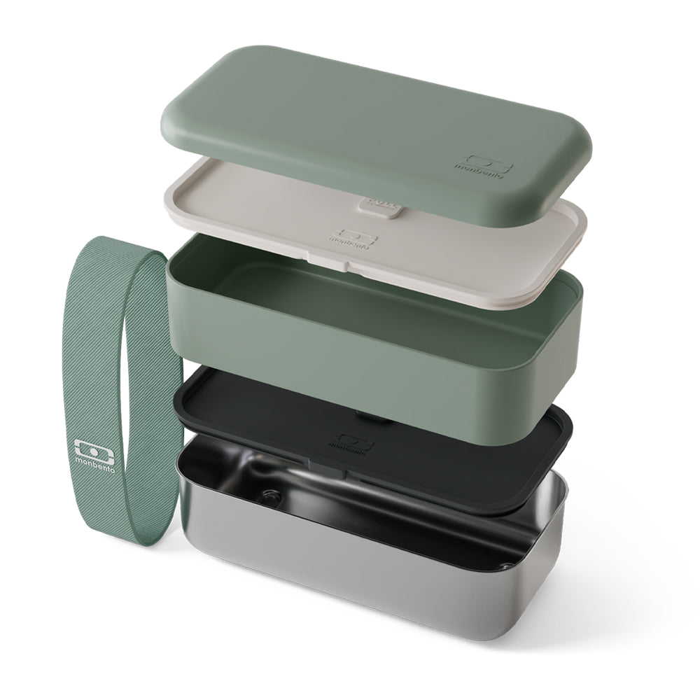 Monbento Mb Sense Original Two-Tier Metal Bento Box - Green Natural