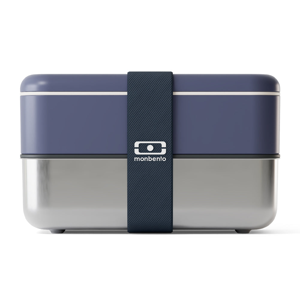 Monbento Mb Sense Original Two-Tier Metal Bento Box - Blue Natural