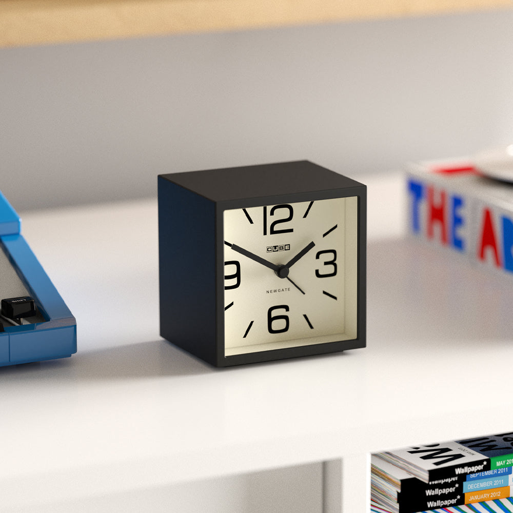 Newgate Cube Mantel Clock - Black