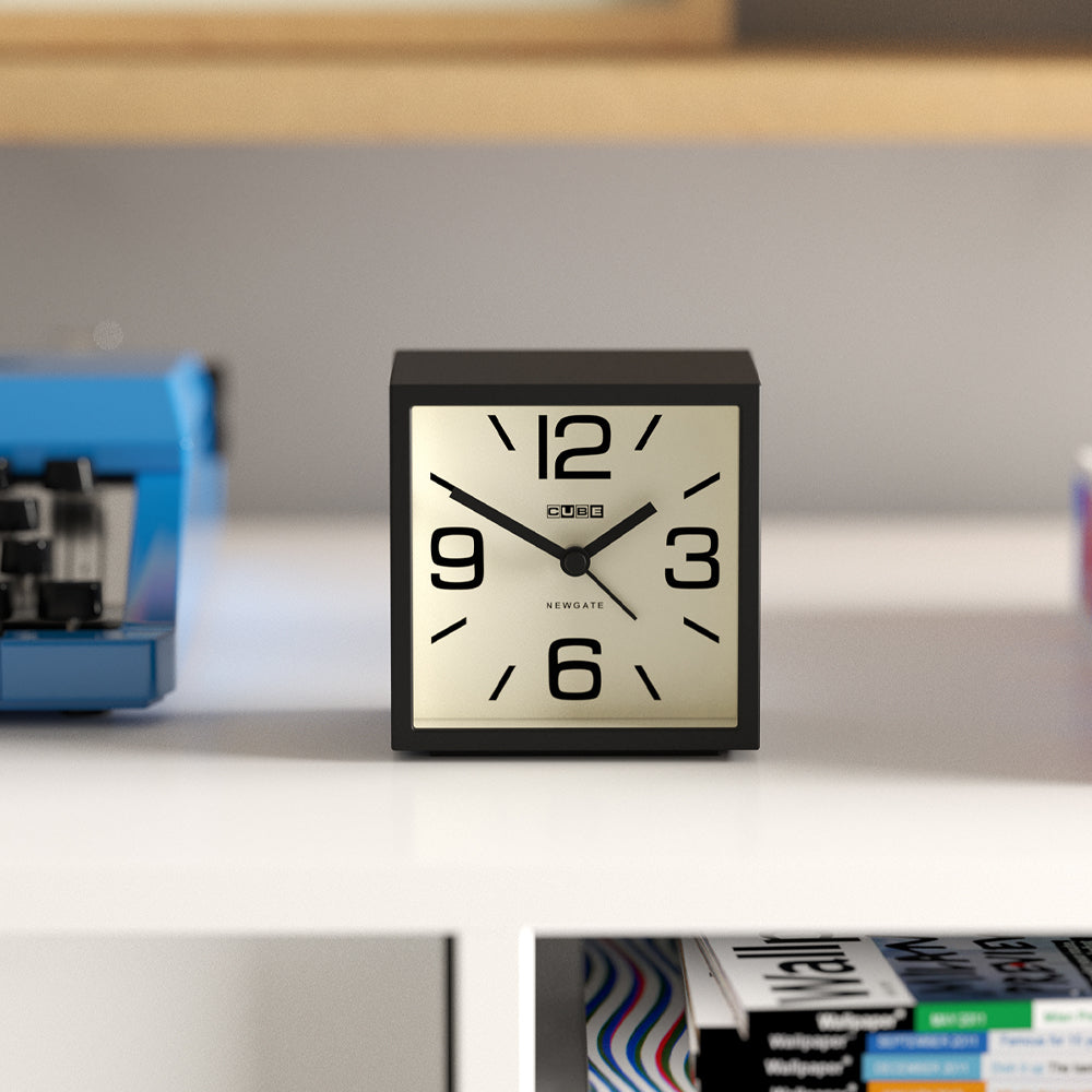 Newgate Cube Mantel Clock - Black