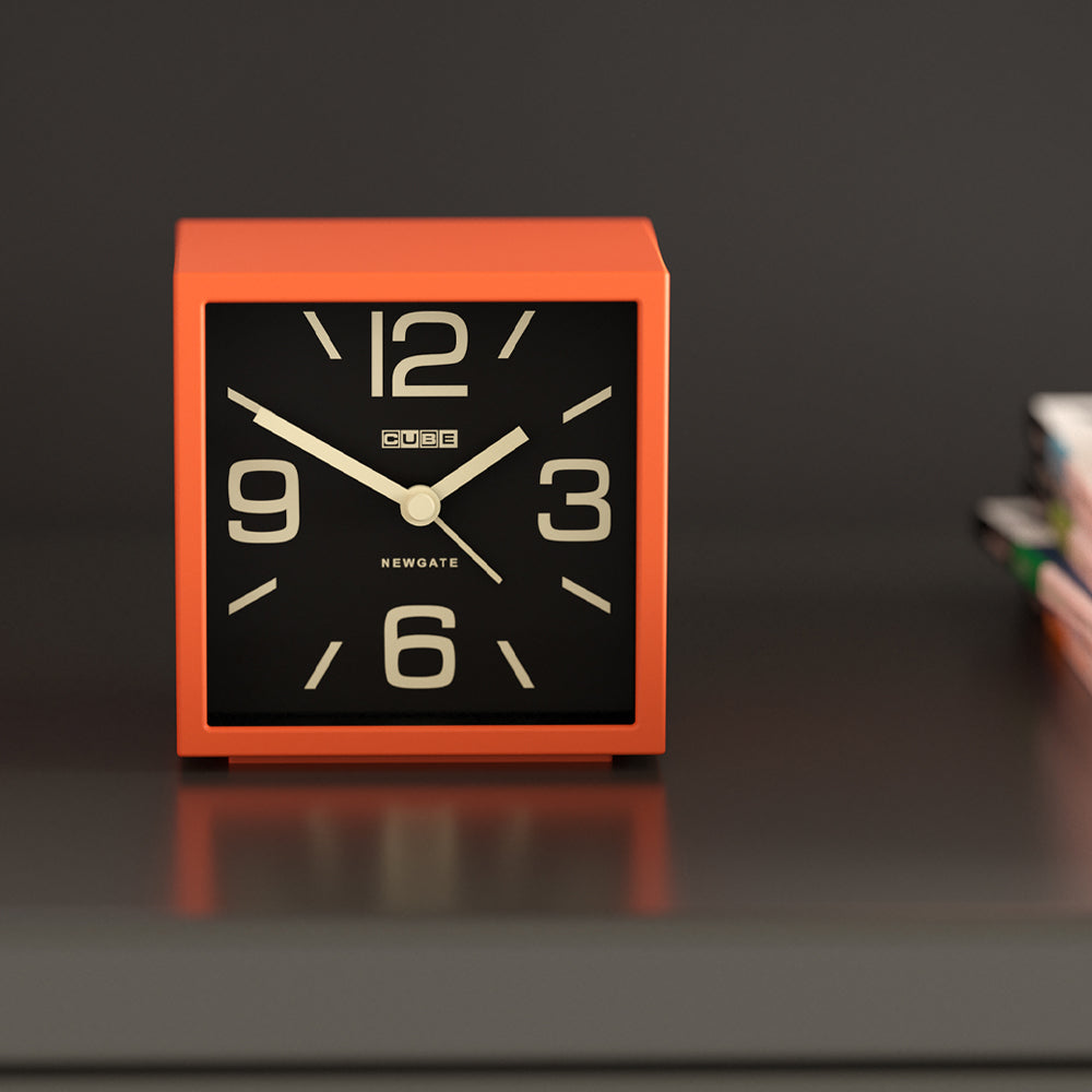 Newgate Cube Mantel Clock - Pumpkin Orange
