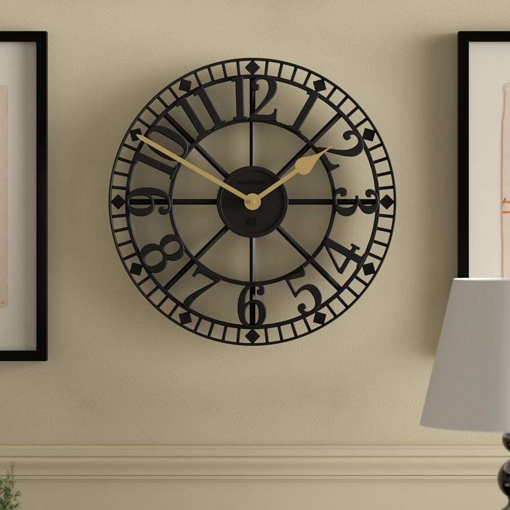 Newgate Warehouse Wall Clock - Black