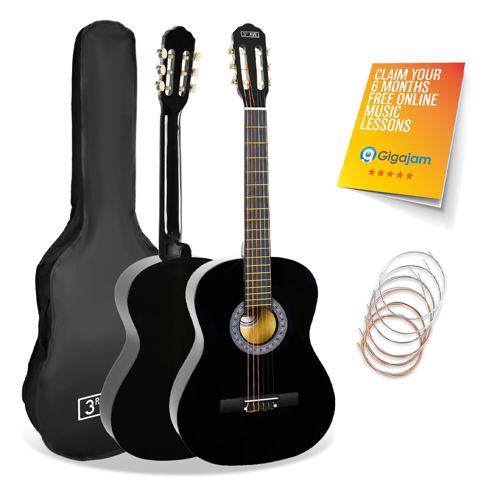 3rd Avenue Full Size Classical Guitar Pack - Black