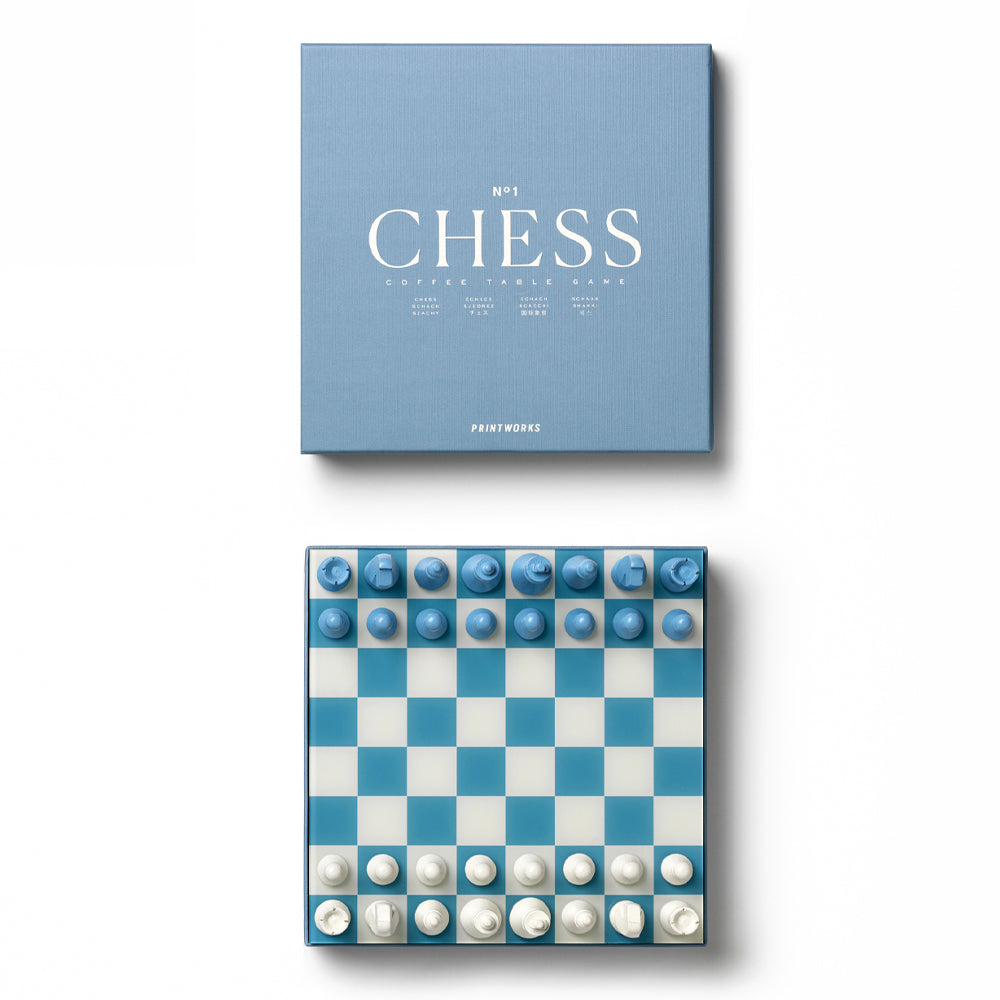 Printworks Classic Chess Board Game - Dusty Blue (Coffee Table Set)