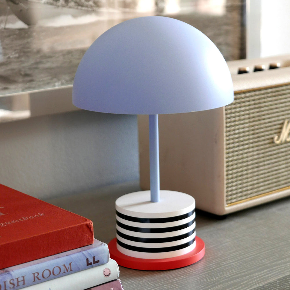 Printworks Riviera Portable LED Table Lamp - Stripes (Rechargeable Cordless Bedside Light)