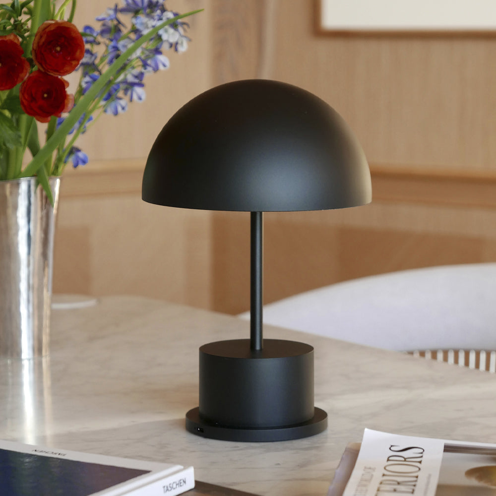 Printworks Riviera Portable LED Table Lamp - Black (Rechargeable Cordless Bedside Light)