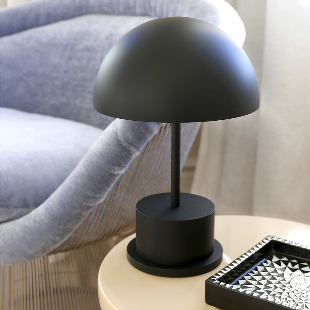 Printworks Riviera Portable LED Table Lamp - Black (Rechargeable Cordless Bedside Light)
