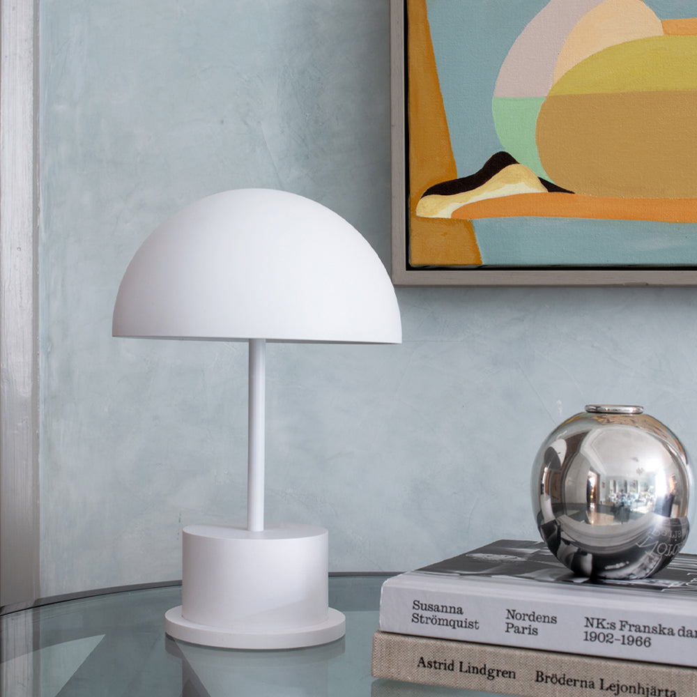 Printworks Riviera Portable LED Table Lamp - White (Rechargeable Cordless Bedside Light)