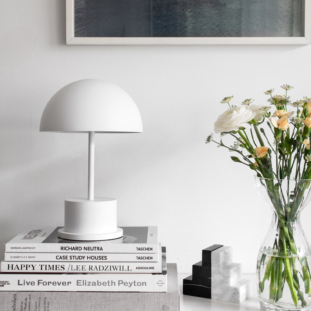 Printworks Riviera Portable LED Table Lamp - White (Rechargeable Cordless Bedside Light)