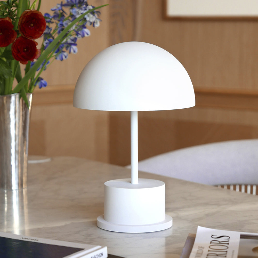 Printworks Riviera Portable LED Table Lamp - White (Rechargeable Cordless Bedside Light)