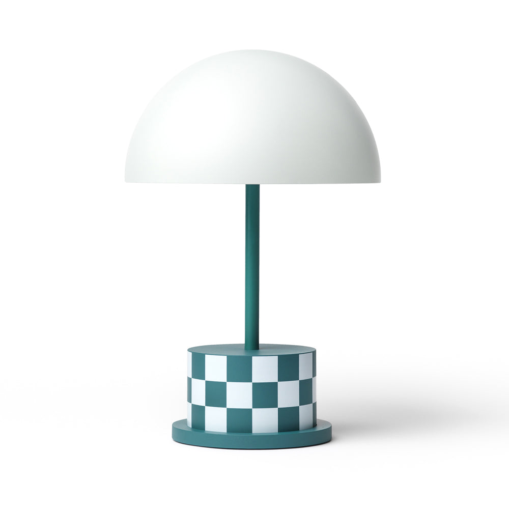 Printworks Riviera Portable LED Table Lamp - Checkers (Rechargeable Cordless Bedside Light)