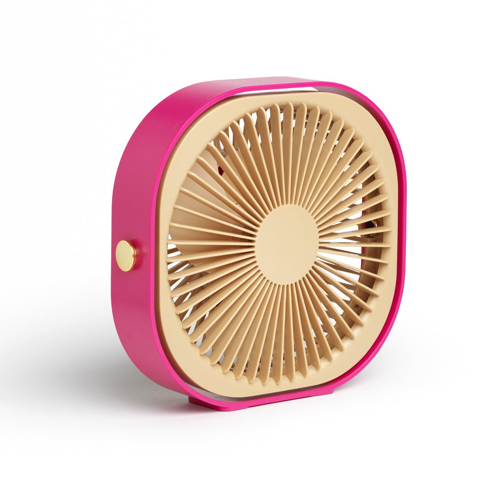 Printworks Fantastic Table Fan - Cerise (Rechargeable Cordless Desk Fan)