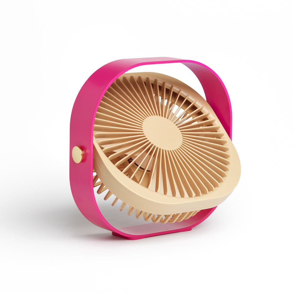 Printworks Fantastic Table Fan - Cerise (Rechargeable Cordless Desk Fan)