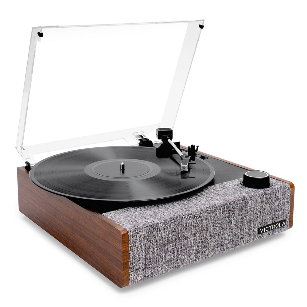 Victrola Eastwood II Turntable - Walnut + Bundled Majority D40X Bluetooth Speakers
