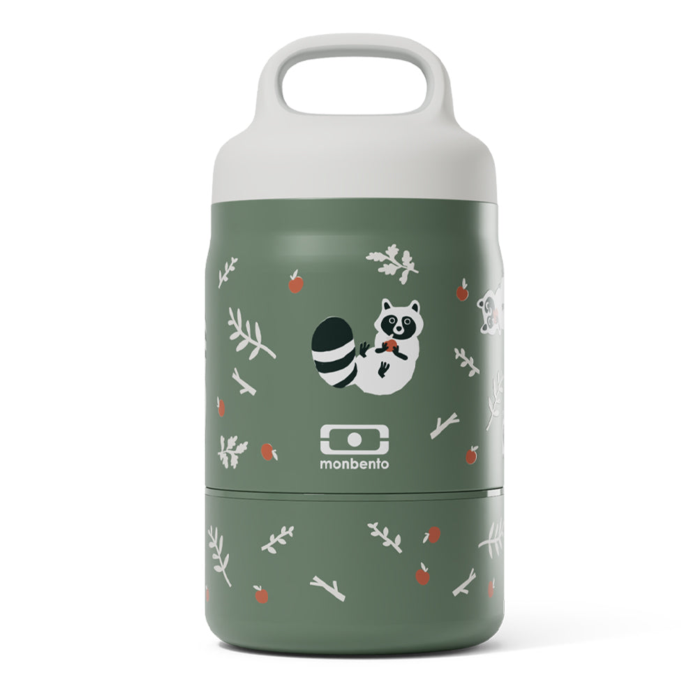 Monbento Handy Kids Insulated Lunch Box with Compartments - Raccoon