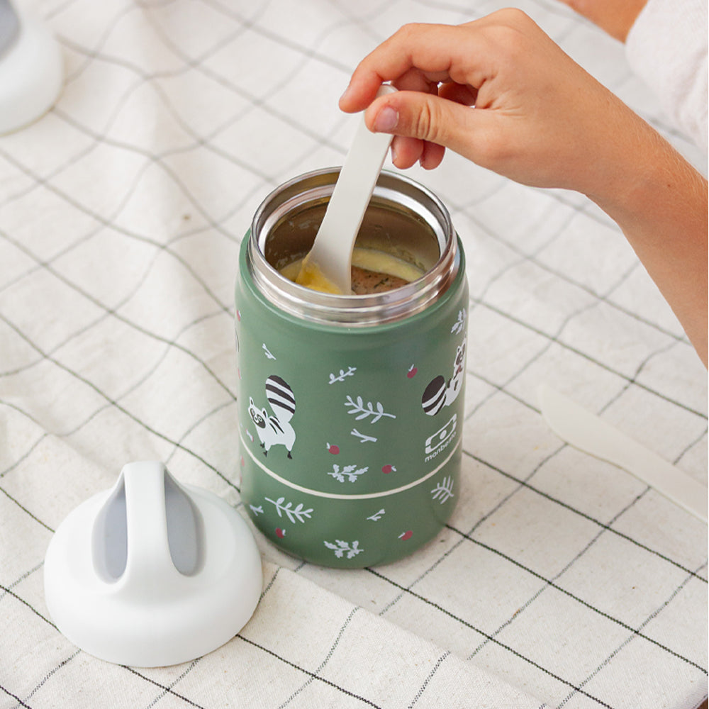 Monbento Handy Kids Insulated Lunch Box with Compartments - Raccoon