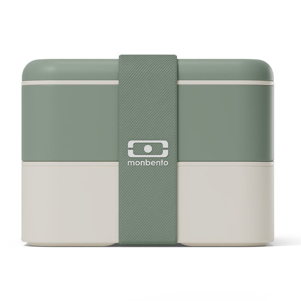Monbento Flex 2 Compartment Lunch Box with Cutlery - Green Natural