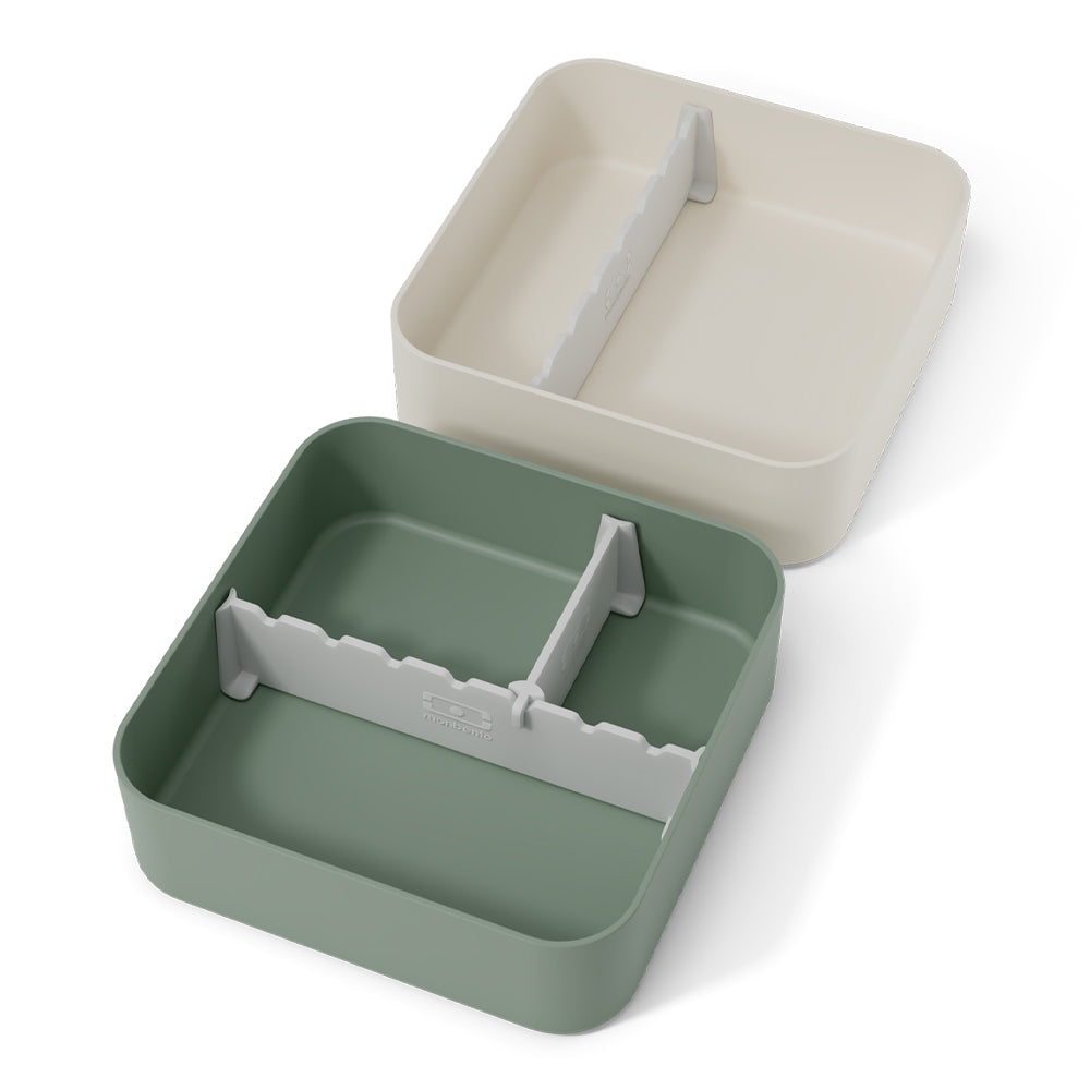 Monbento Flex 2 Compartment Lunch Box with Cutlery - Green Natural