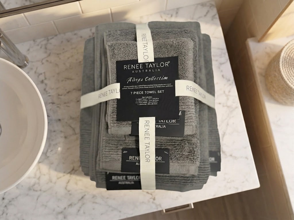 Renee Taylor Aireys 650 GSM Zero Twist Cotton Towels - Nickel (Bath, Hand & Face Towel/Bath Sheet & Bath Mat)