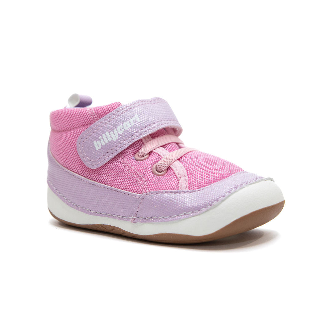 Billycart Floss Girls Wide-Fit Barefoot First Walker High-Top Sneakers - Pink/Purple (Baby & Toddler Shoes)