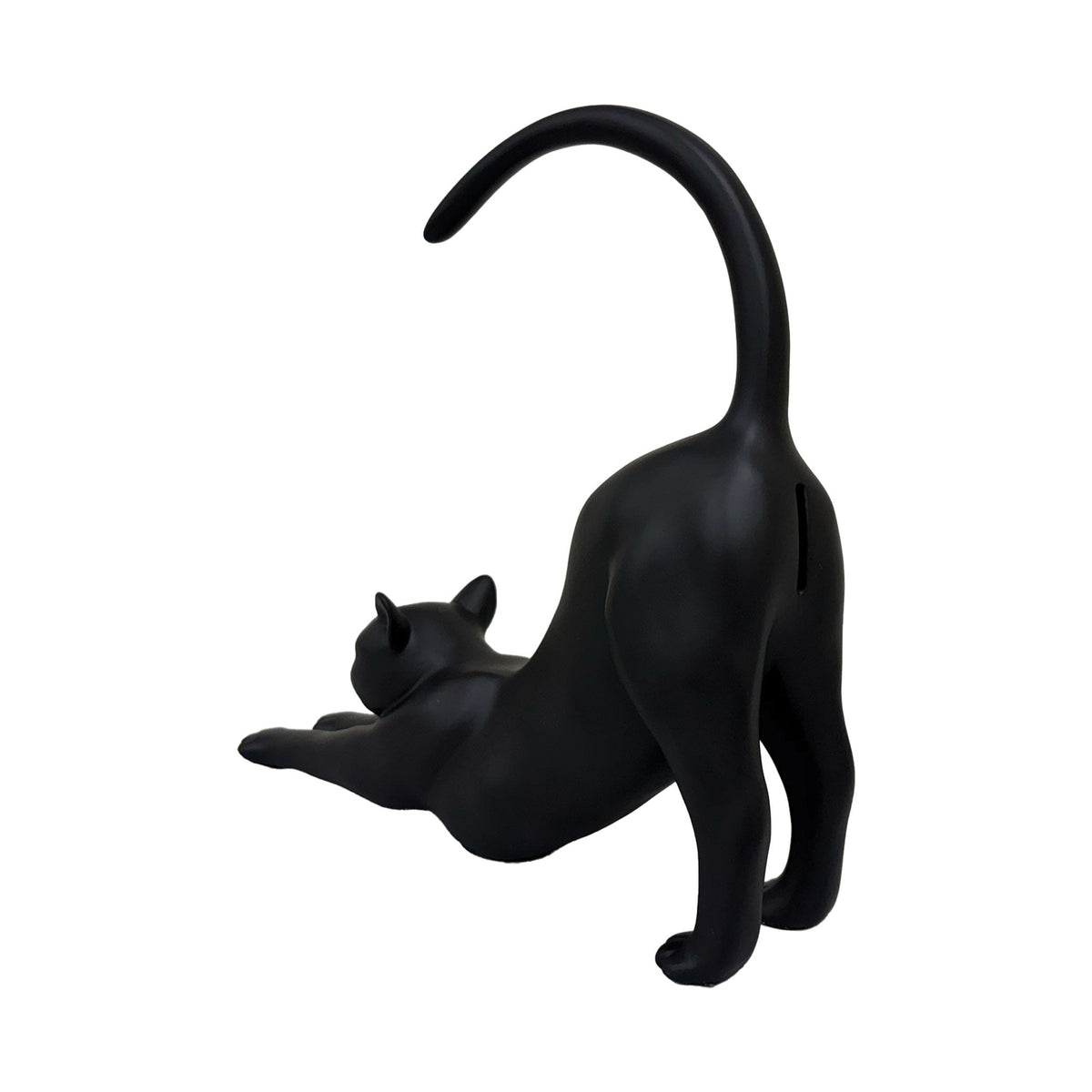 Urban Attitude Stretching Cat Resin Money Box - Matte Black (Cat Butt Piggy Bank)