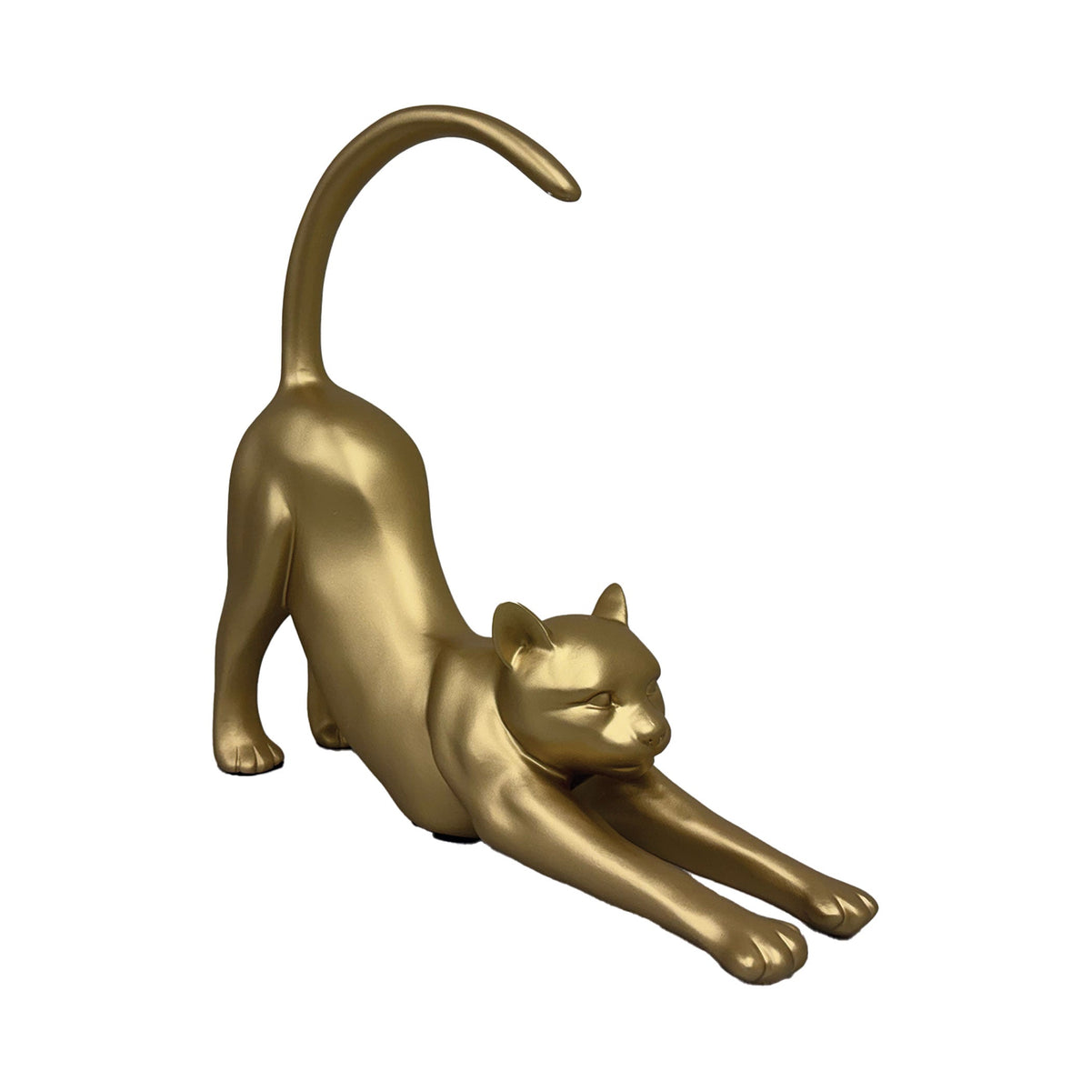 Urban Attitude Stretching Cat Resin Money Box - Matte Gold (Cat Butt Piggy Bank)