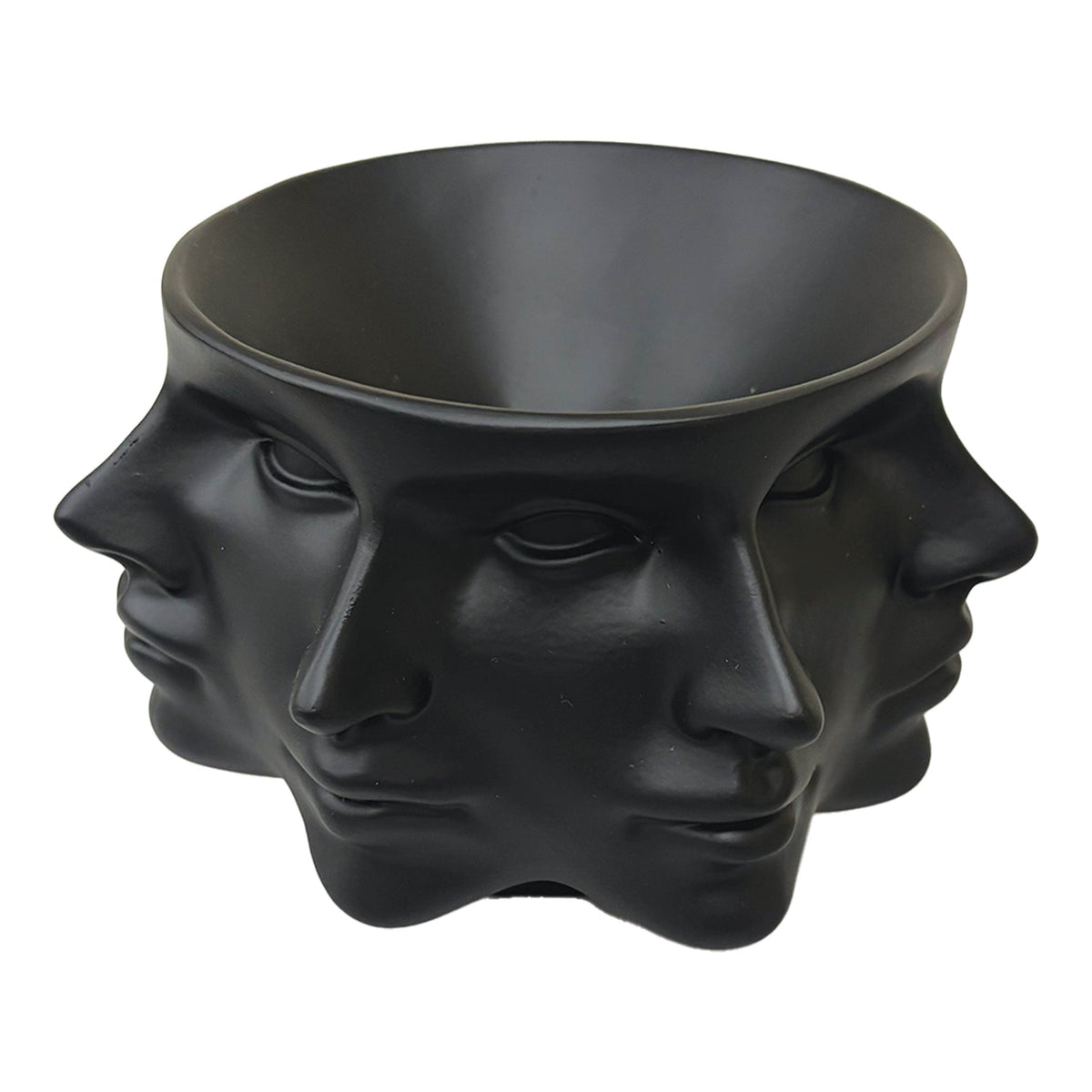 Urban Attitude Classical Face Resin Planter - Matte Black (Sculptural Plant Pot)