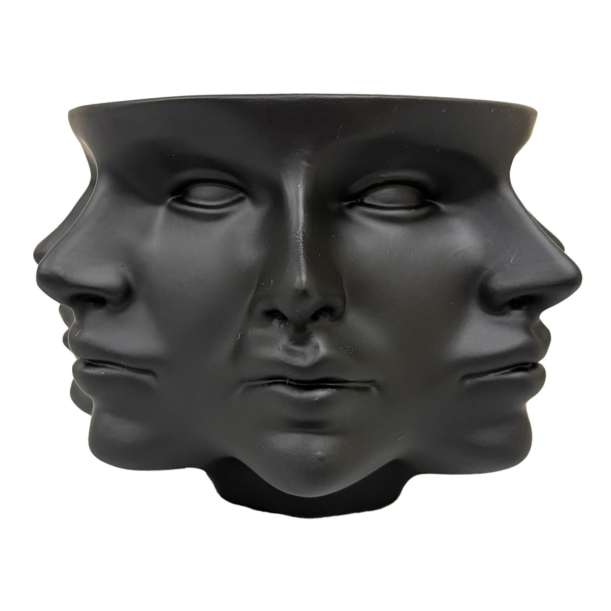 Urban Attitude Classical Face Resin Planter - Matte Black (Sculptural Plant Pot)