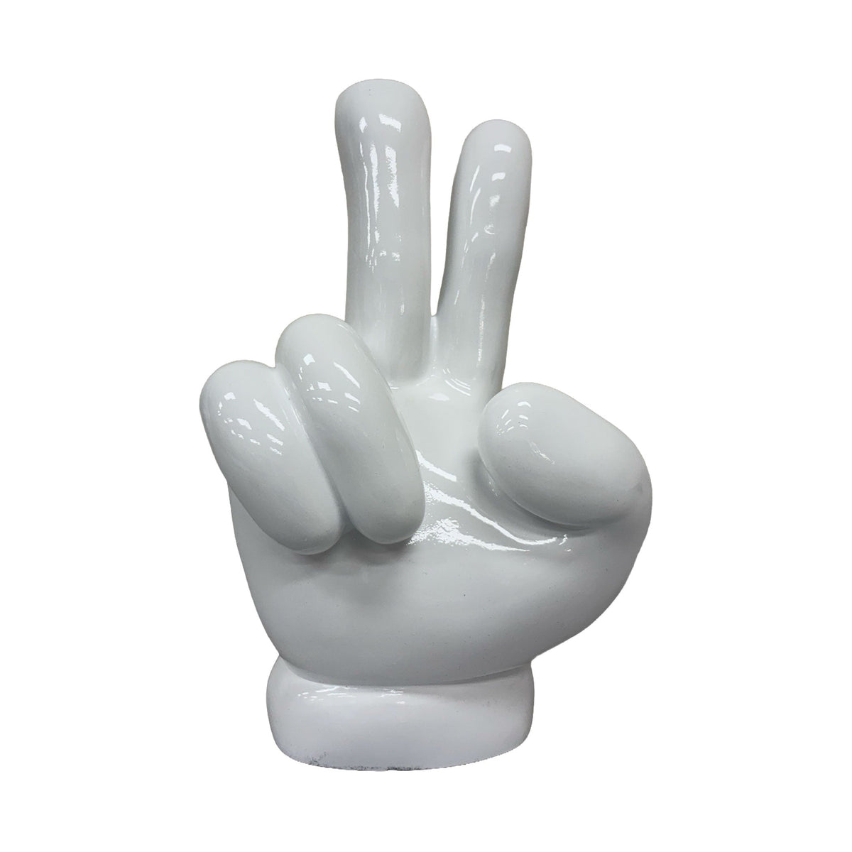 Urban Attitude Peace Sign Hand Resin Statue - Gloss White (Decorative Sculpture)