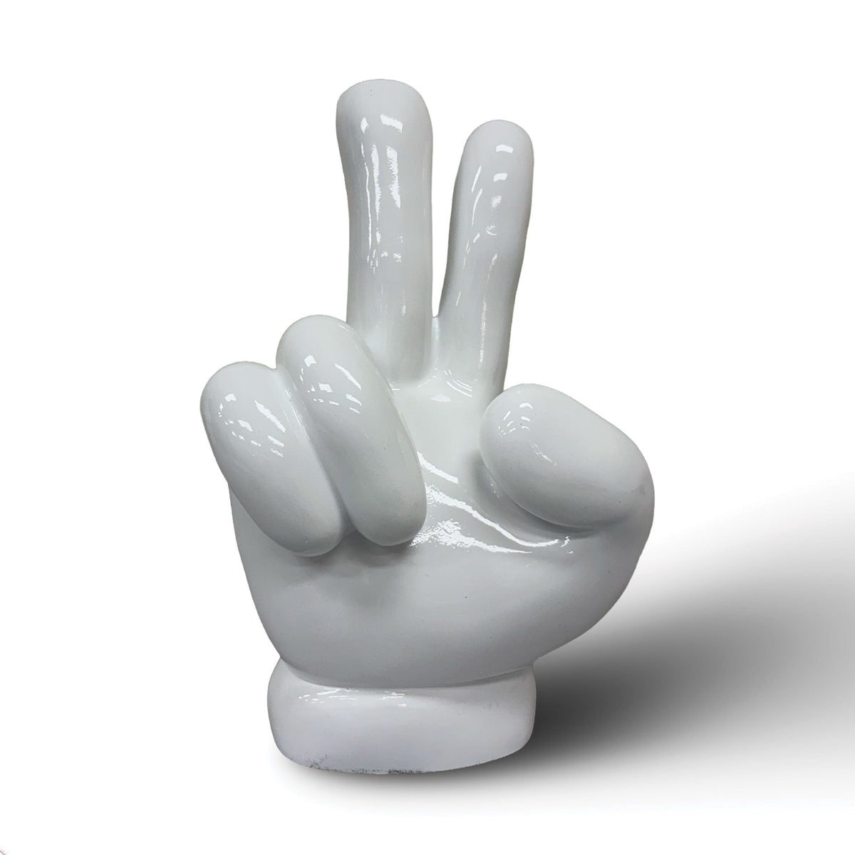 Urban Attitude Peace Sign Hand Resin Statue - Gloss White (Decorative Sculpture)