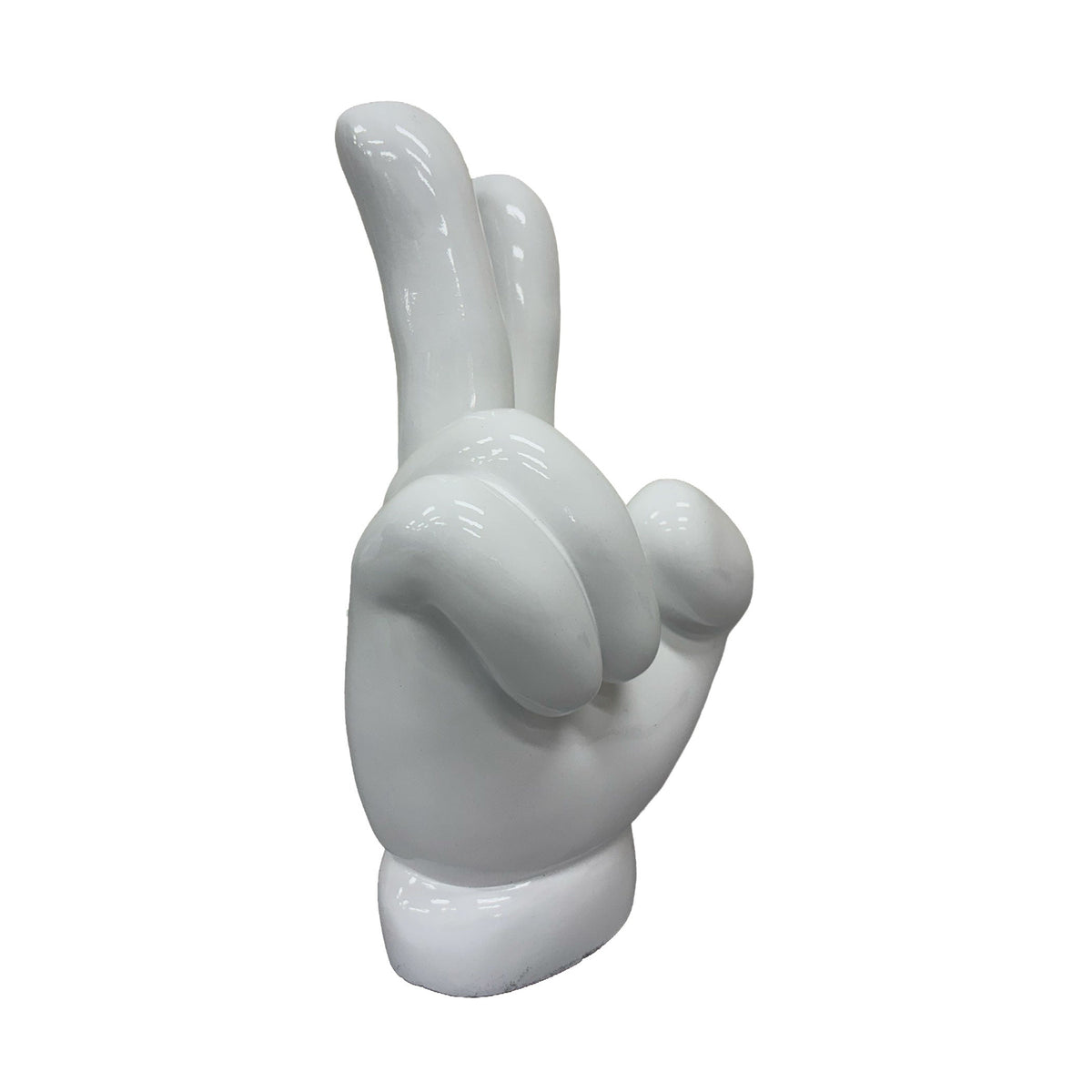 Urban Attitude Peace Sign Hand Resin Statue - Gloss White (Decorative Sculpture)