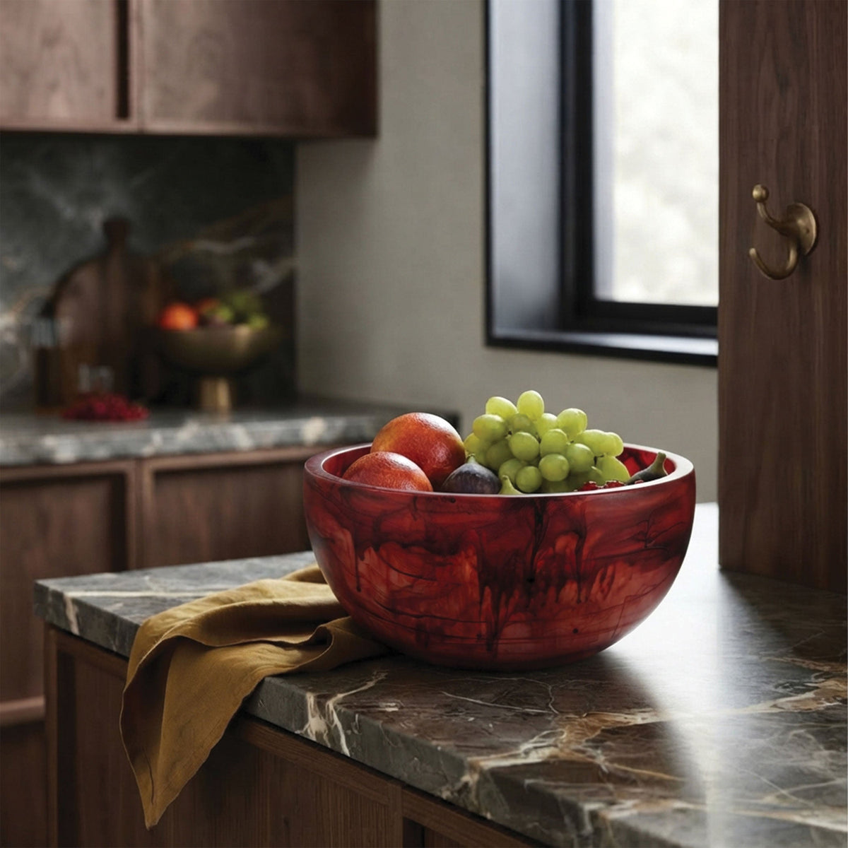 Urban Attitude INDI Medium Decorative Resin Bowl - Berry Red (26cm W x 12cm H)