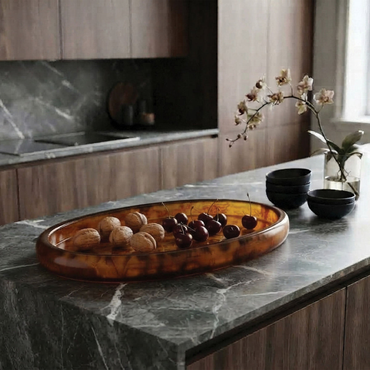 Urban Attitude MIA Extra Large Decorative Resin Bowl - Dark Cocoa (49cm L x 37cm W)