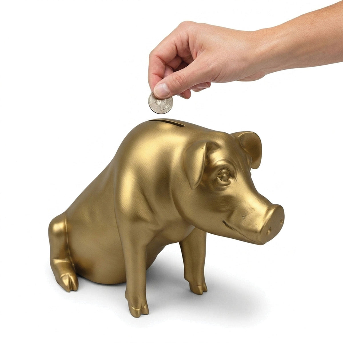 Urban Attitude Pig Resin Money Box - Matte Gold (Piggy Bank)