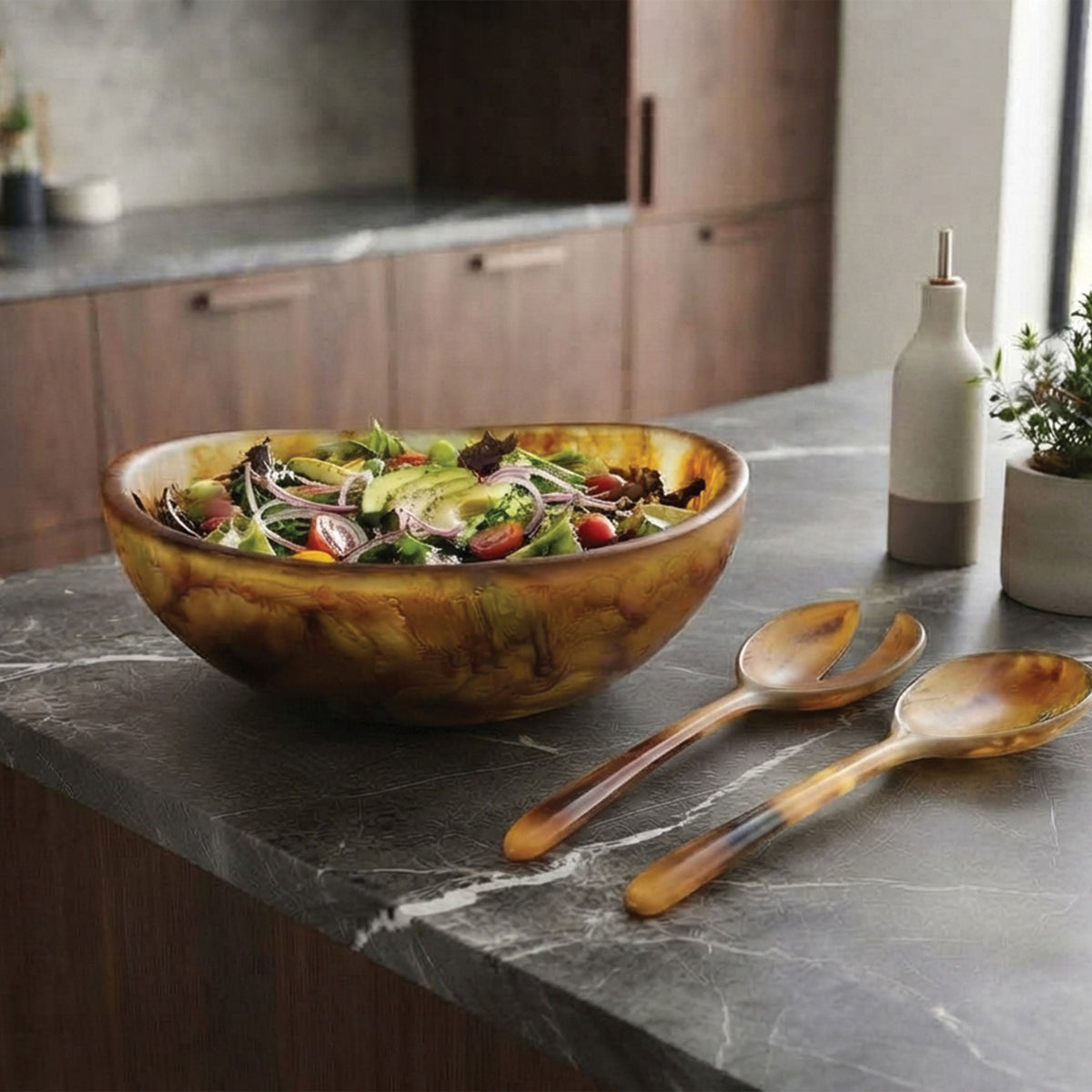 Urban Attitude RAQS Resin Salad Bowl - Burnt Amber (31cm L x 29.5cm W)