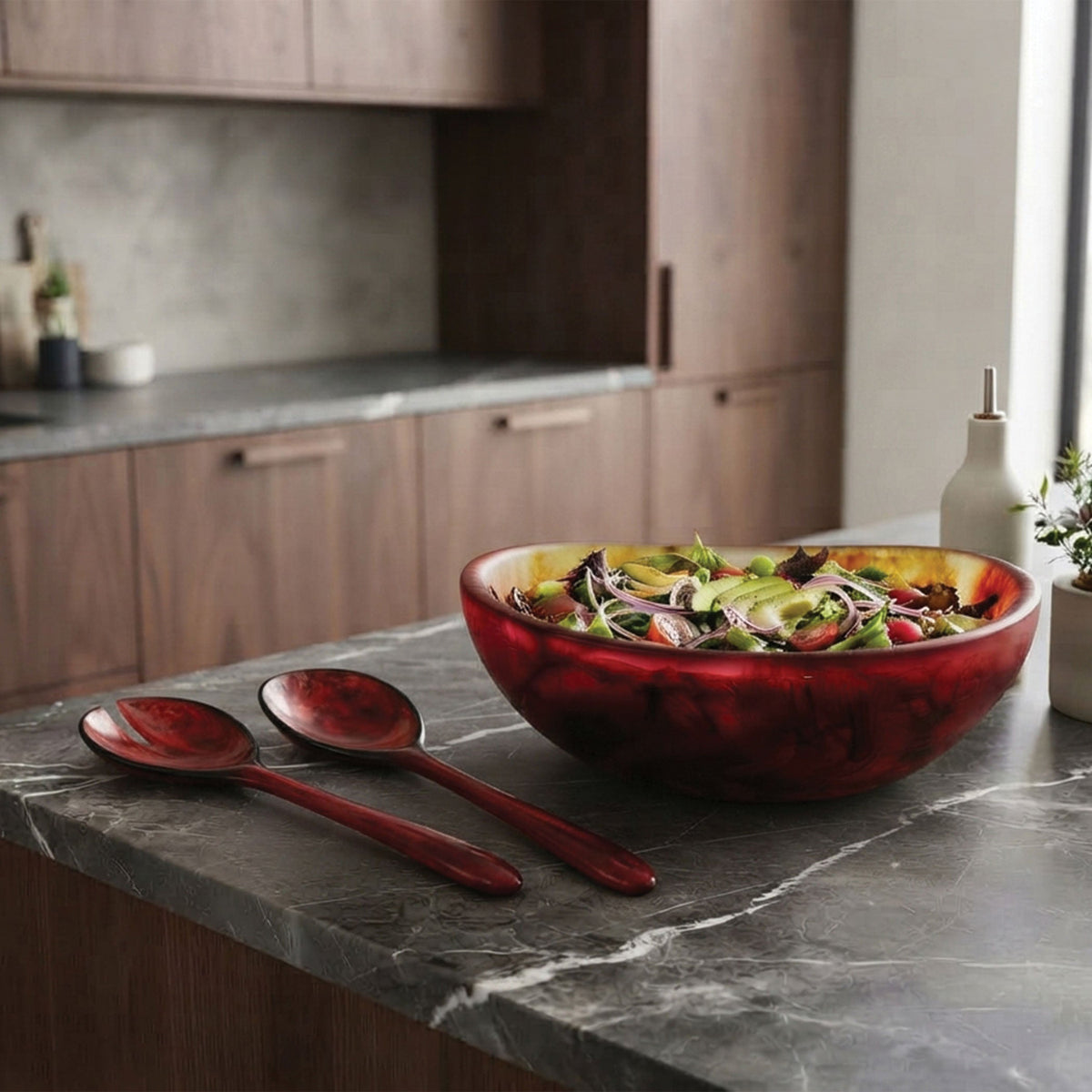 Urban Attitude RAQS Resin Salad Bowl - Berry Red (31cm L x 29.5cm W)