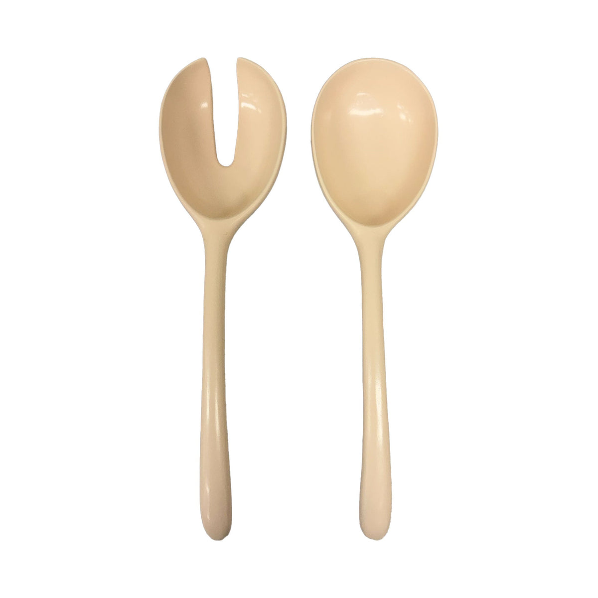 Urban Attitude LILA Large Resin Serving Spoon & Fork Set - Stone Ivory (30cm Salad Servers)