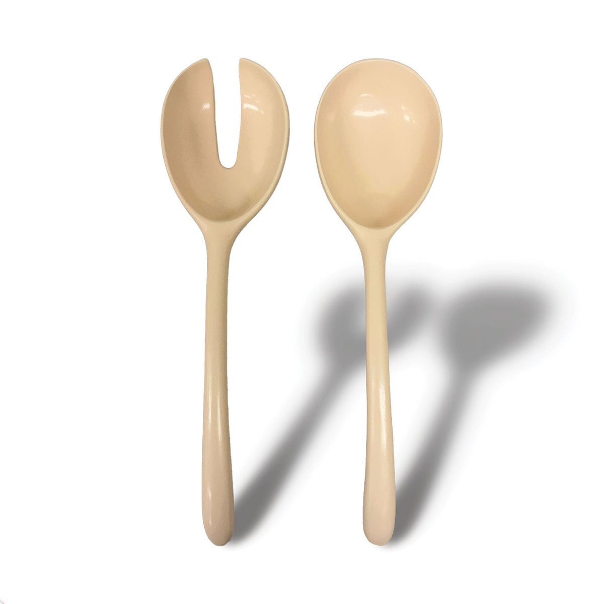 Urban Attitude LILA Large Resin Serving Spoon & Fork Set - Stone Ivory (30cm Salad Servers)