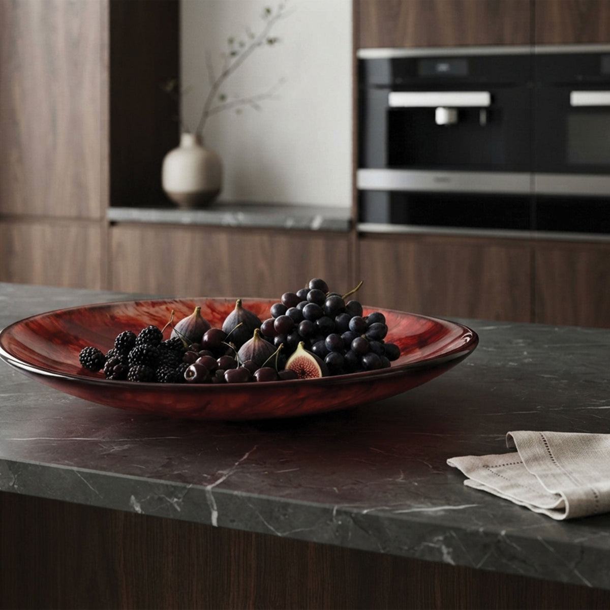 Urban Attitude SHAY Extra Large Decorative Resin Bowl - Berry Red (60cm L x 52.5cm W)