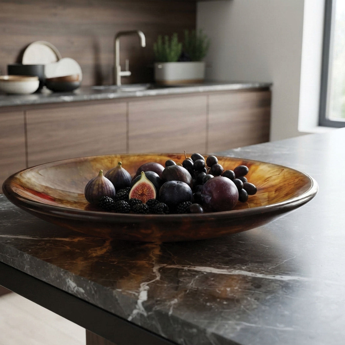 Urban Attitude SHAY Extra Large Decorative Resin Bowl - Dark Cocoa (60cm L x 52.5cm W)