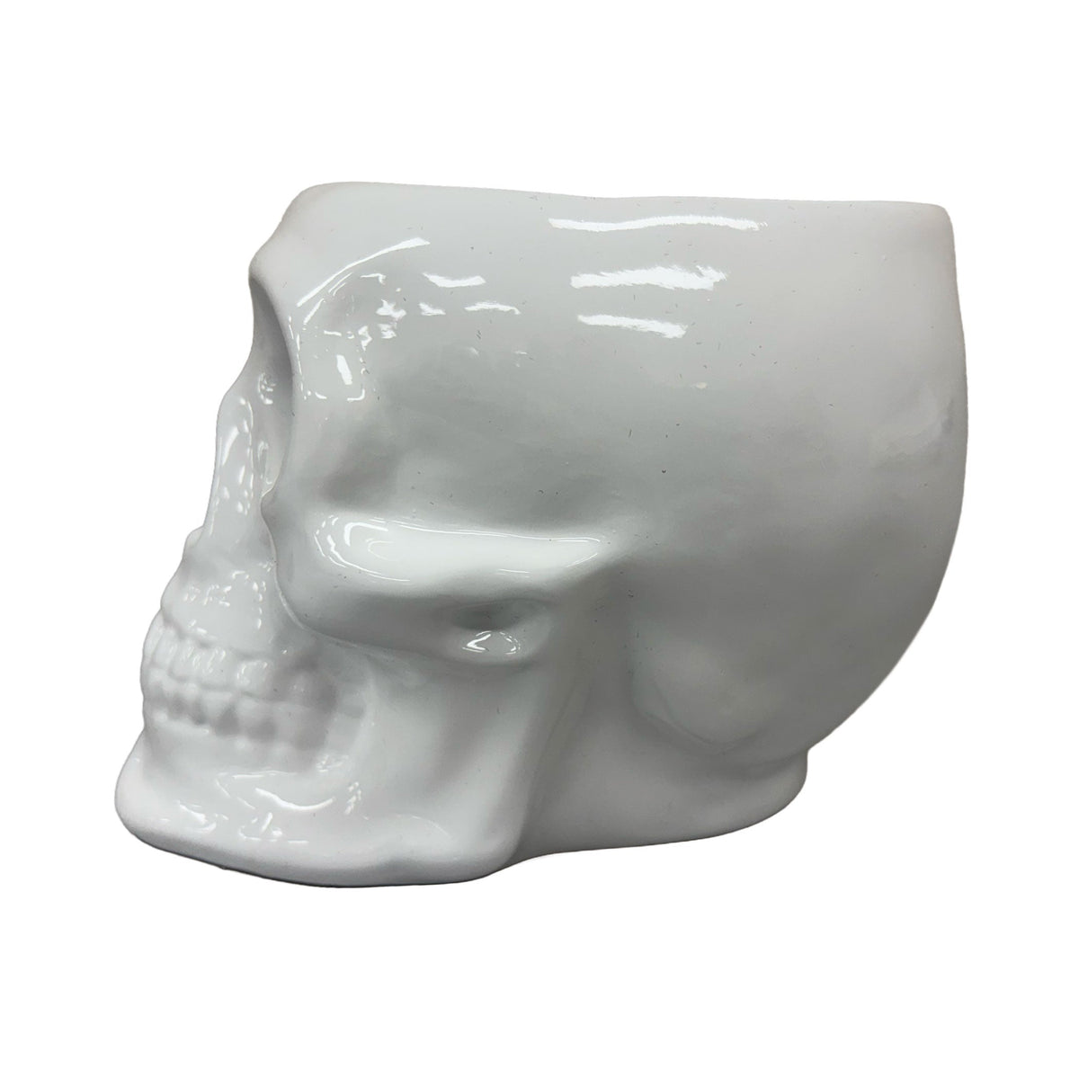 Urban Attitude Skull Resin Planter - Matte White (Sculptural Plant Pot)