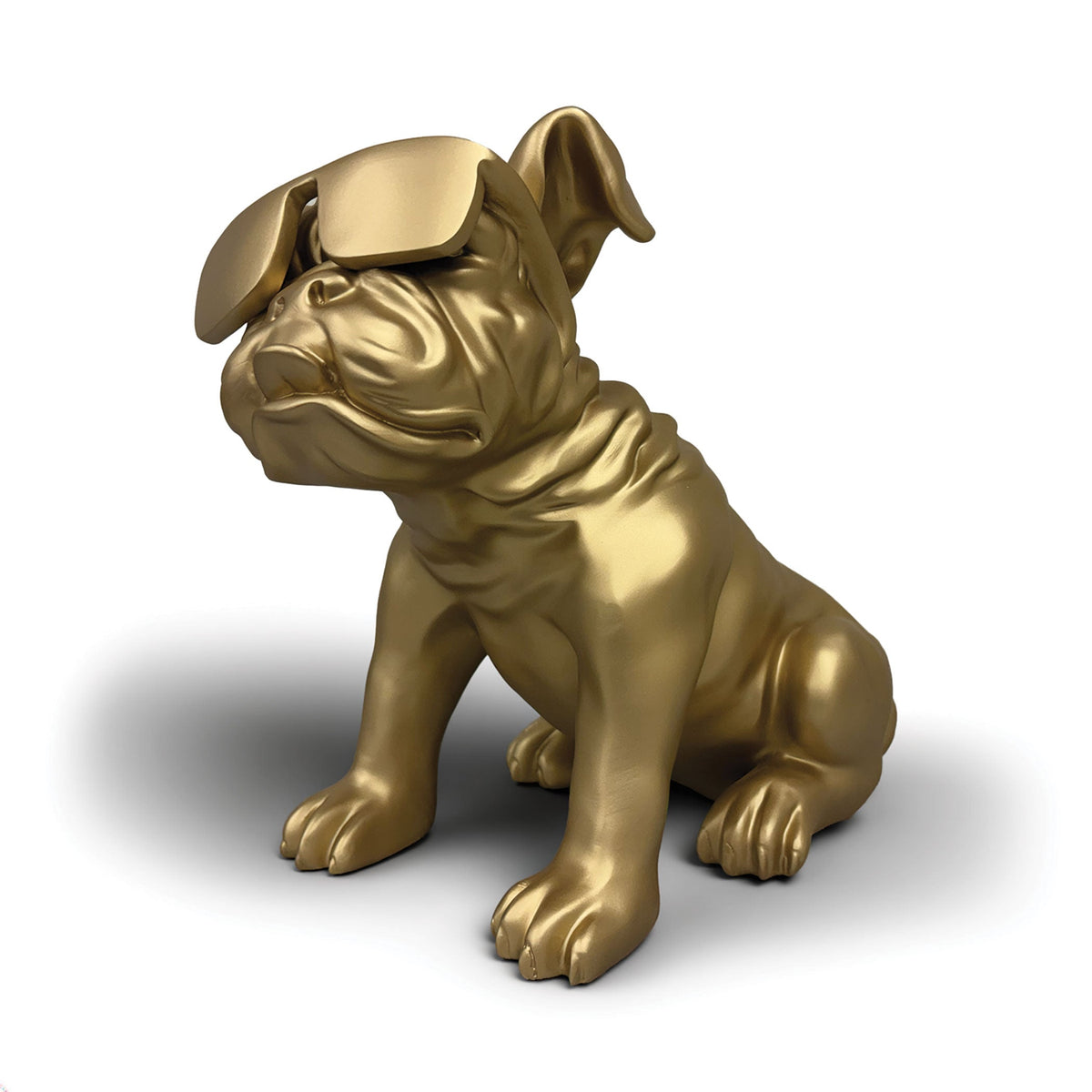 Urban Attitude Bulldog Resin Statue - Matte Gold (Decorative Dog Sculpture)