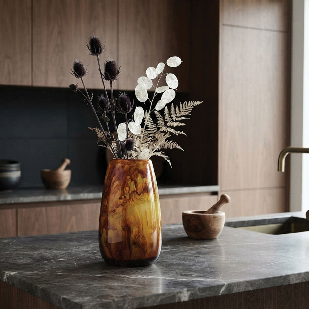 Urban Attitude RACH Large Resin Vase - Burnt Amber (25.5cm H x 17cm W)