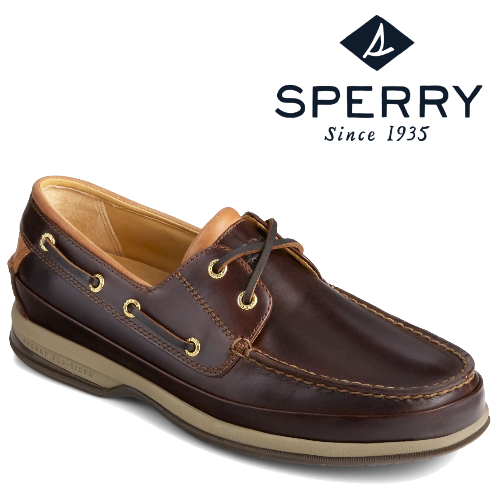 Sperry,Men's Gold Cup ASV 2 Eye Boat Shoes Wide Fit Leather,- Amaretto