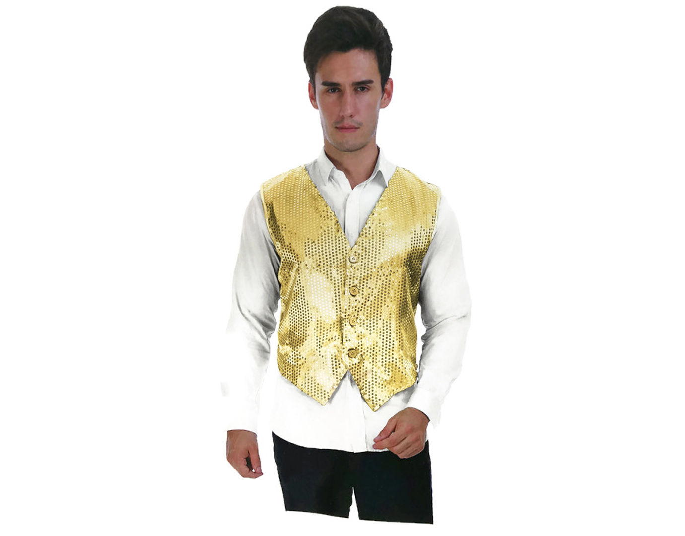 Adult Sequin Sparkle Waistcoat Dance Show Fancy Dress Costume Scales red silver 
